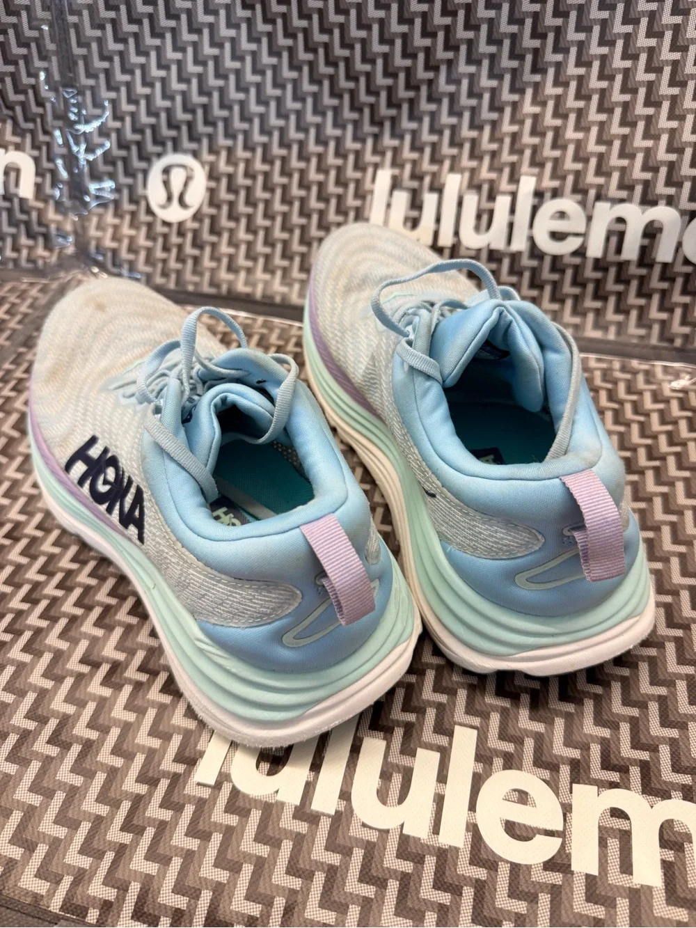Hoka Women's Light Blue Plush-Run Running Shoes